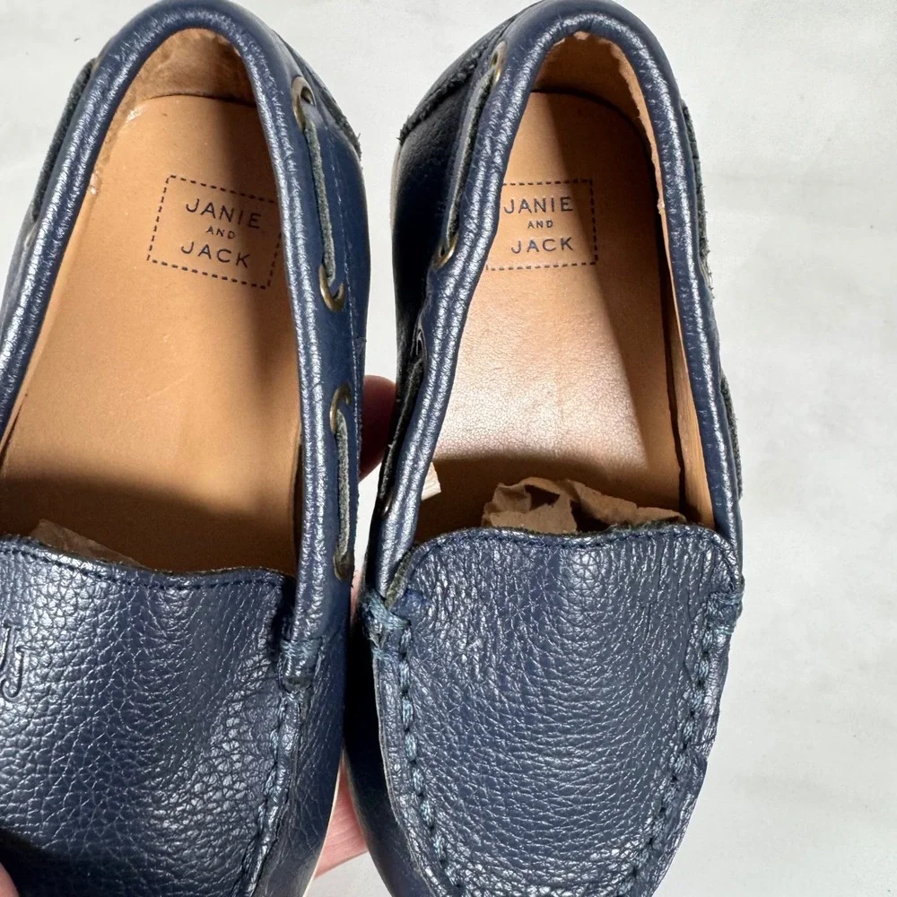 Janie and Jack Navy Blue Leather Slip On Loafers Kid's/Toddler's size 8